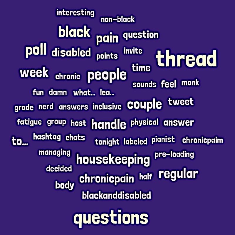 Word Cloud for #DisabledBlackTalk, purple background